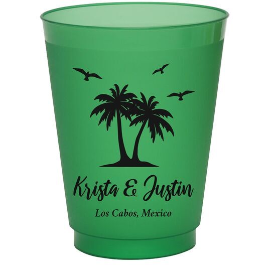 Palm Tree Island Colored Shatterproof Cups